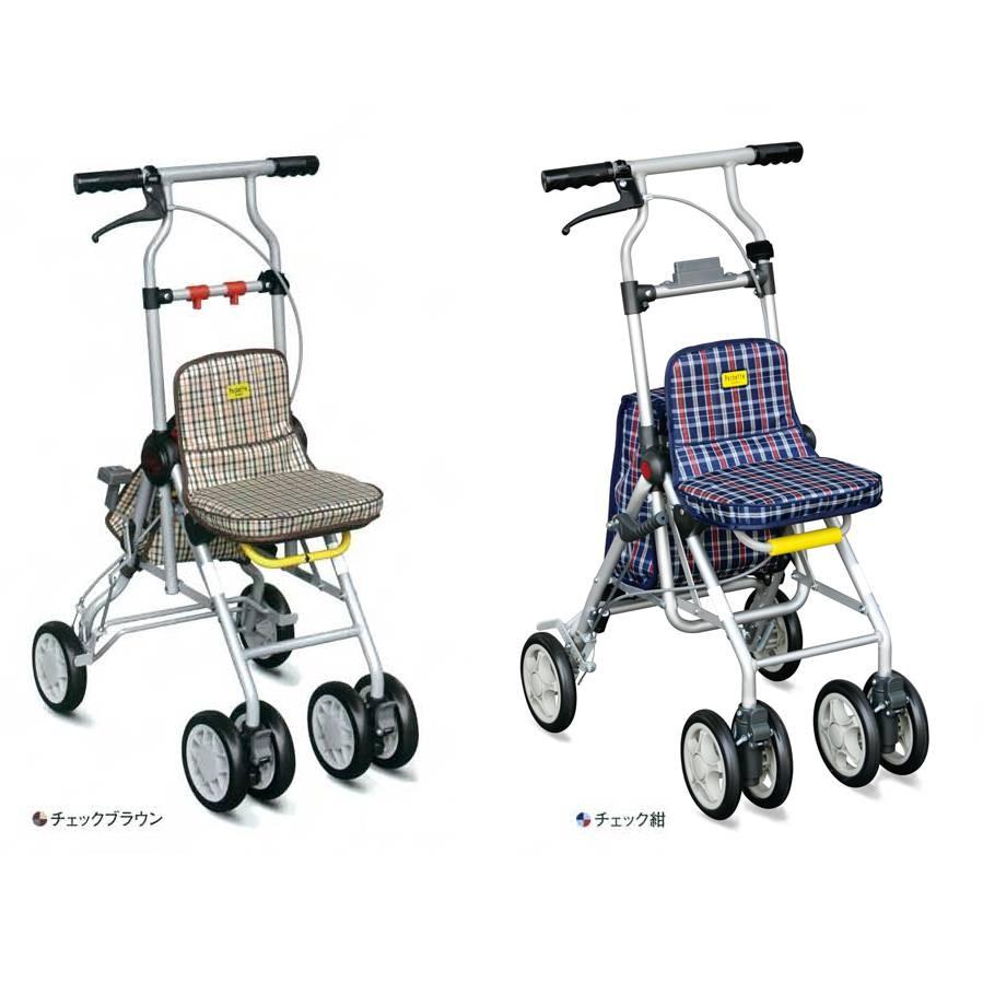 未使用】須恵廣工業 ポシェットS チェック ネイビー紺シルバーカー