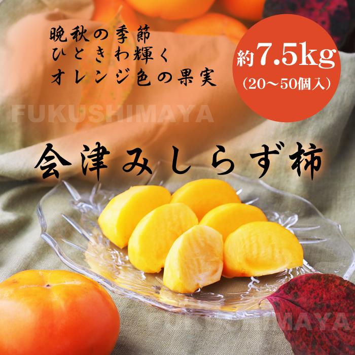 みしらず 柿 会津産 約7.5kg （20〜50個入） かき 身しらず 福島県