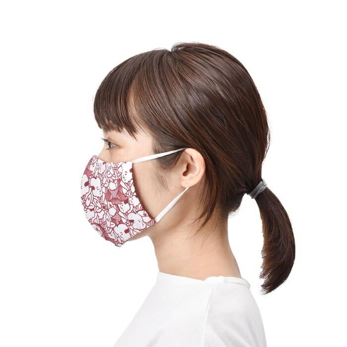 Fukuske（フクスケ） 福助 1枚入 アマビエ柄マスク (レッド) 足袋工場