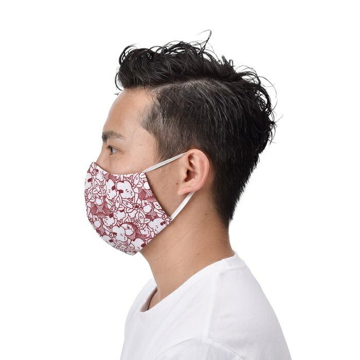 Fukuske（フクスケ） 福助 1枚入 アマビエ柄マスク (レッド) 足袋工場