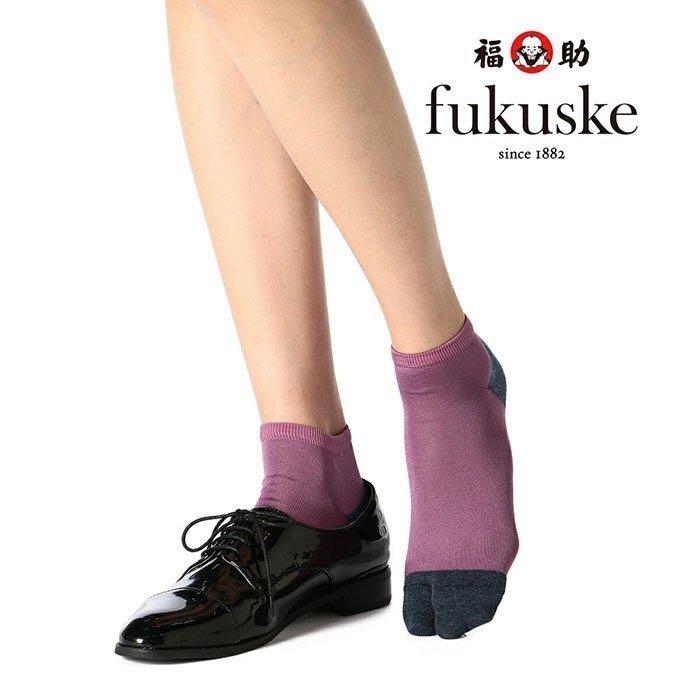 福助 公式 靴下 ソックス レディース Fukuske すべり止め付き 足袋 タビ 2本指 日本製 ショート スニーカー スニーカーソックス 青 オレンジ パープル 福助公式オンラインストア 通販 Paypayモール