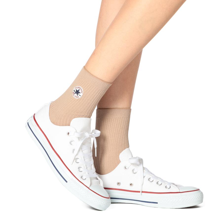 福助 公式 靴下 レディース Converse コンバース 刺繍 リブ くるぶし丈 ソックス ブランド 人気 シンプル カジュアル 白 黒 スニーカー 福助公式オンラインストア 通販 Paypayモール