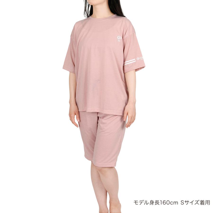 福助 Colantotte ACTIVE ルームウェア ルームウエア パジャマ メンズ レディース 無地 ワンポイント 上下セット 半袖 ハーフパンツ HRT-6002 フクスケ fukuskeの画像