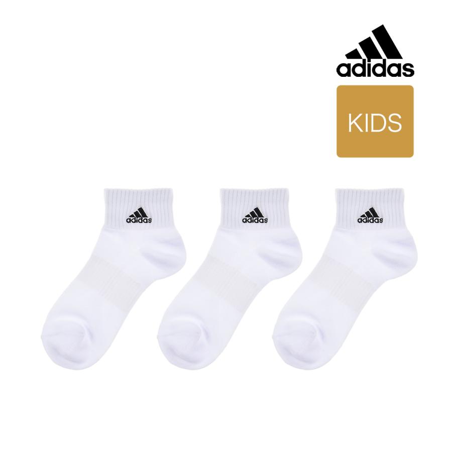 福助 公式 靴下 キッズ レディース adidas (アディダス) 3足組 ロゴ ショート丈