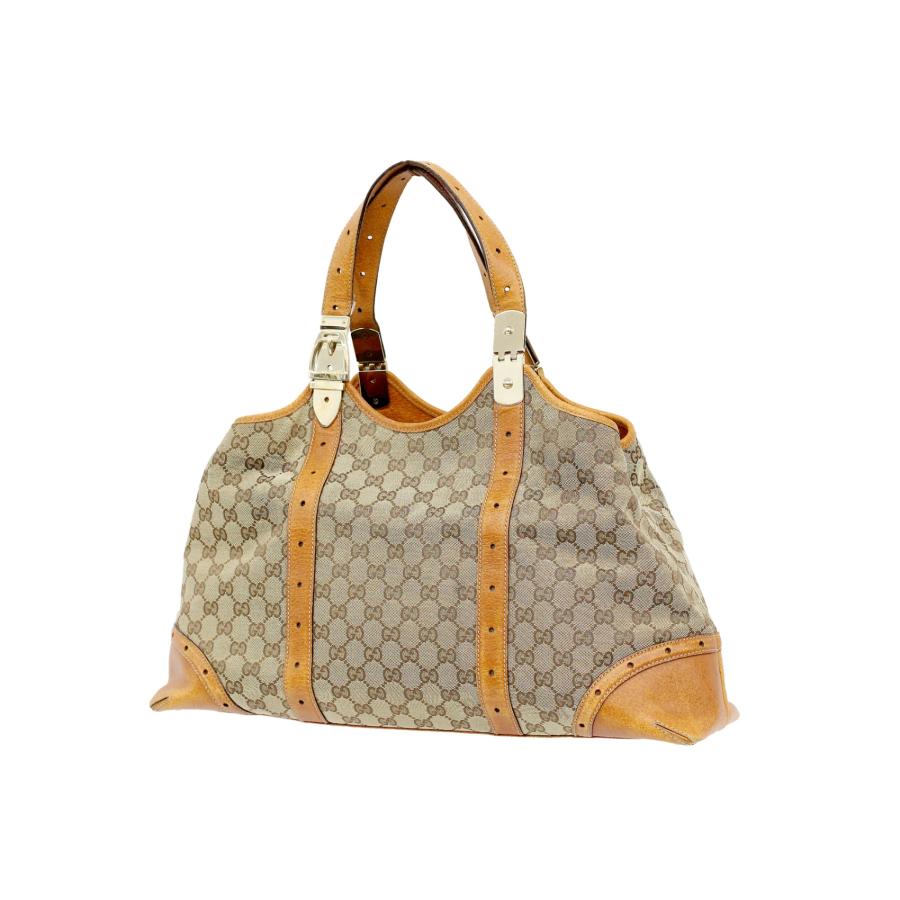 GUCCI グッチ レザー トートバッグ ハンドバッグ イエロー系 肩掛け GUCCI(グッチ) トートバッグ/ハンドバッグ 145769 GGキャンバス レザー