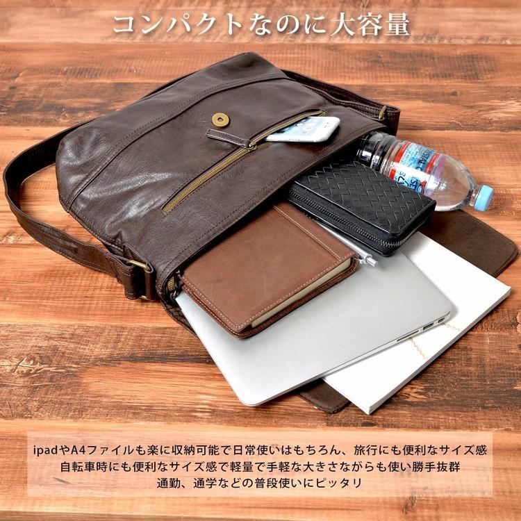 ショルダーバッグ メンズ レザー フラップ カジュアル ビジネス 収納