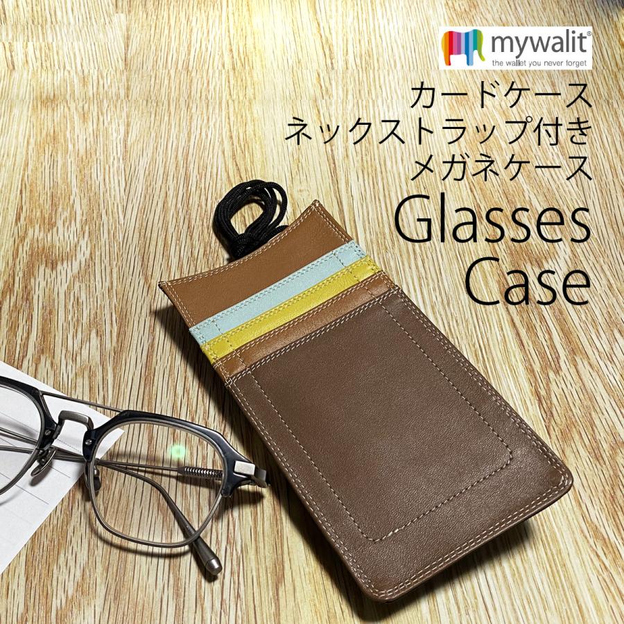 メガネケース レディース イタリア 革 レザー カードポケット付き