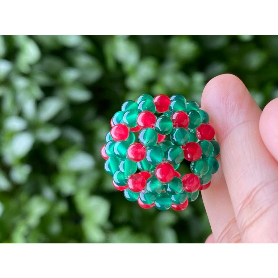 感謝セール 神聖幾何学フラーレン 4mm秘紅石と緑瑪瑙−b 2色 宇宙  