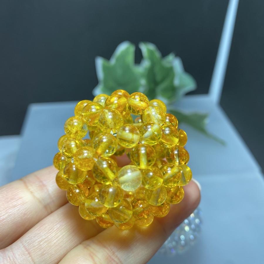 神聖幾何学フラーレン 6mm ゴールデンオーラ水晶 宇宙エネルギー 幸福