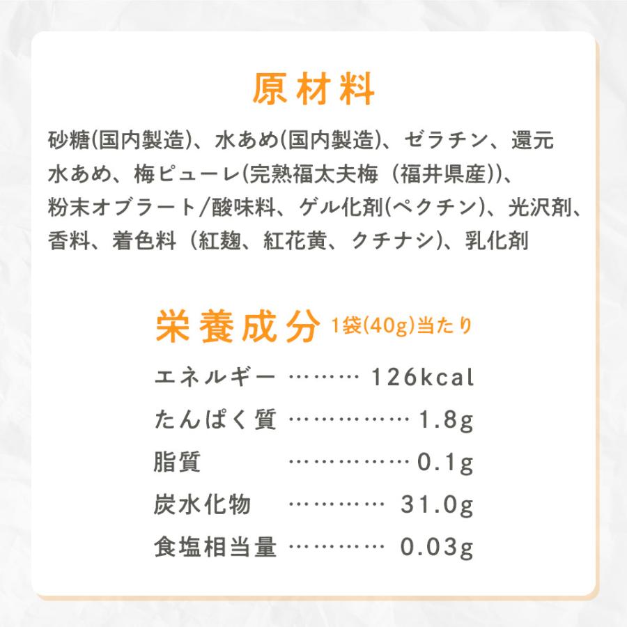 送料無料 完熟福太夫うめグミ40g 梅干しが苦手な方にも大好評！ 口の中