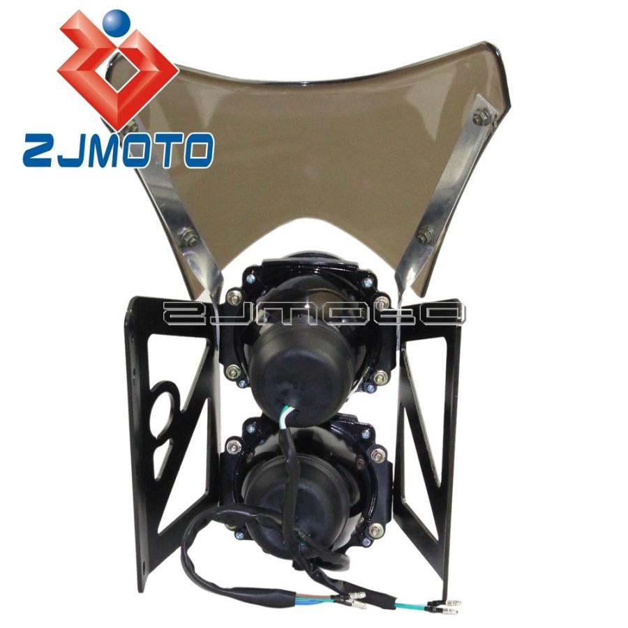 汎用 オートバイ ダートバイク ツインヘッドライト wブラケット