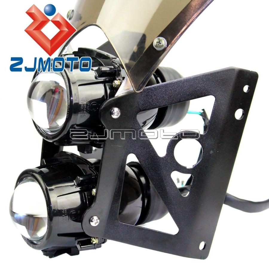 汎用 オートバイ ダートバイク ツインヘッドライト wブラケット