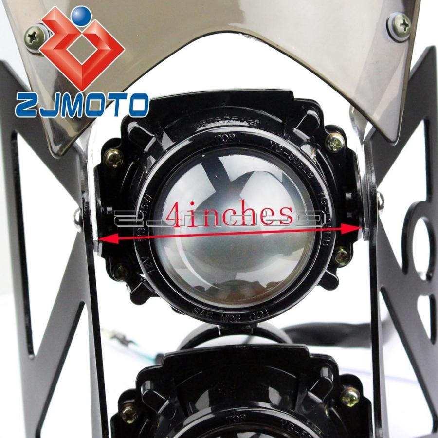 汎用 オートバイ ダートバイク ツインヘッドライト wブラケット