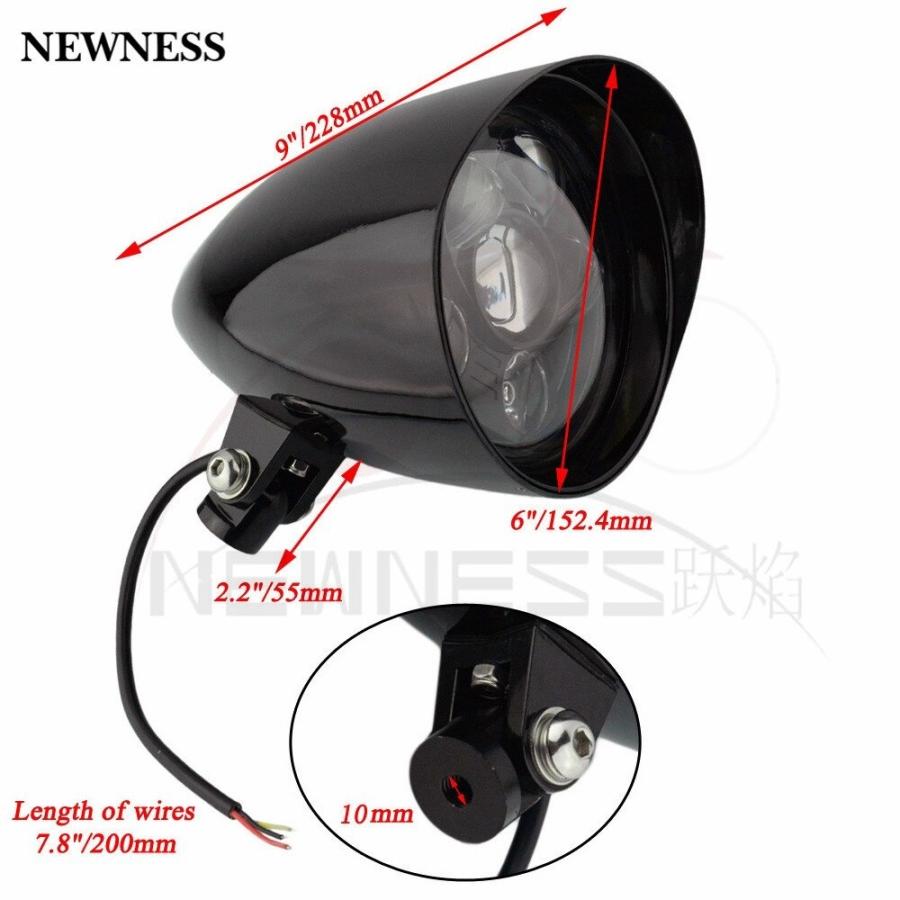 オートバイ ライト ヘッドライト【ブラック】LED 新品 ハーレー