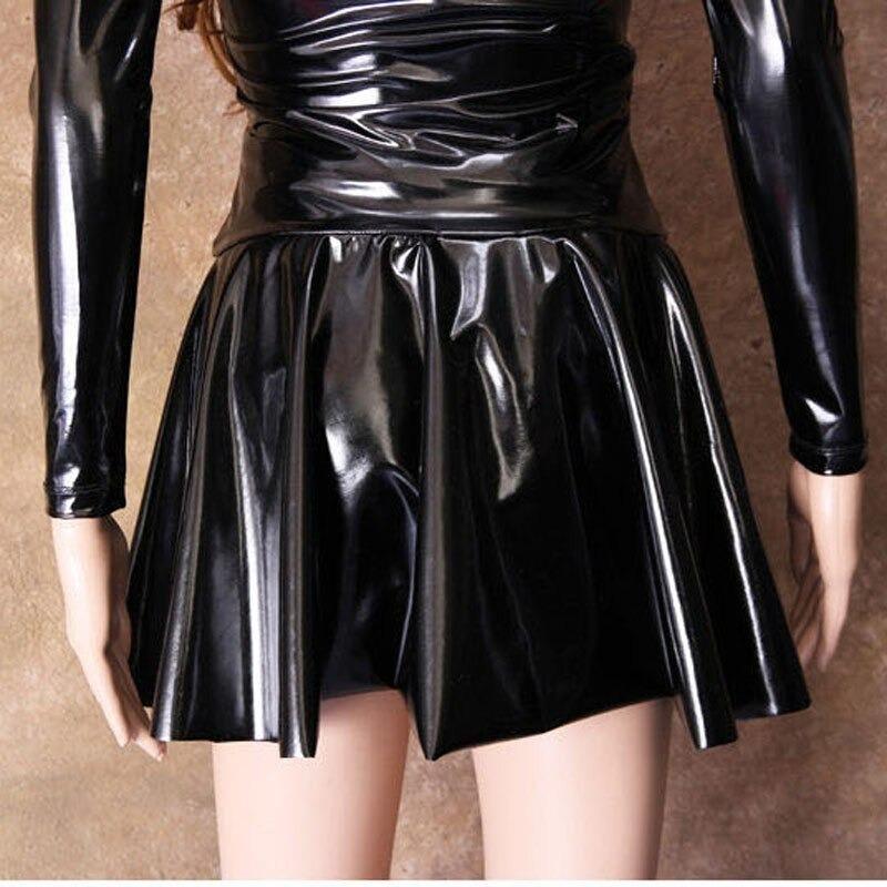 S ~ XXL 光沢のある PUレザー の 制服 PVC セクシー ドレス S ~ XXL 光沢のある PUレザー の 制服 PVC セクシー ドレス