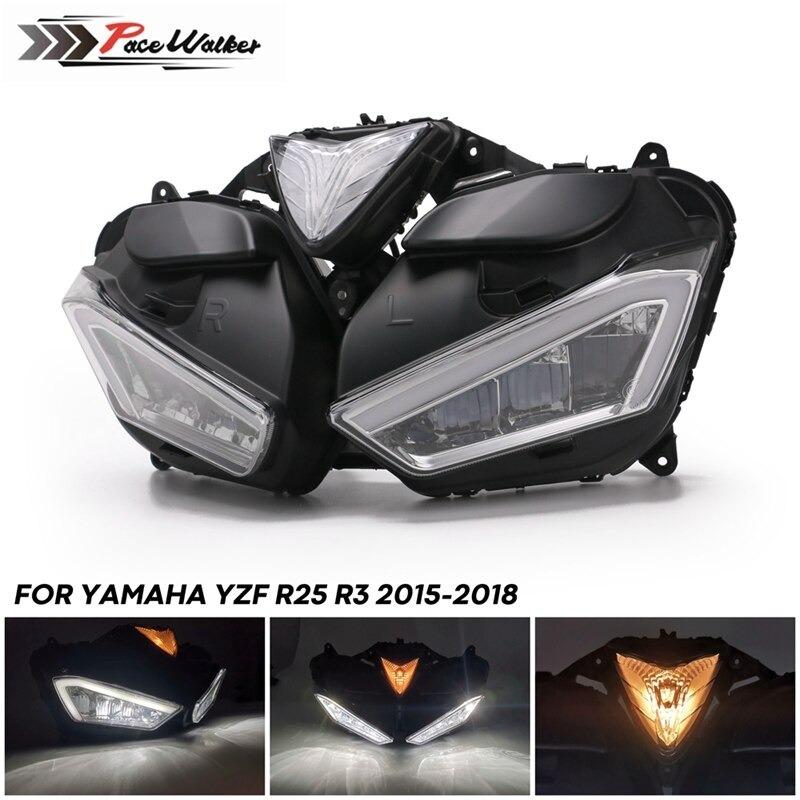 YZF-R3 / YZF-R25 カスタムLEDヘッドライト プロジェクター Amazon | 【SUKIRACING】YZF-R25/R3 LED 2015-2018 ヘッドライト