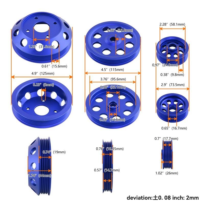 日産　SR20DET　軽量ビレットアルミエンジンクランクプーリーセット　シルビアS13後期/S14/S15/180SX　カラー：ブルー｜fukuustore｜09