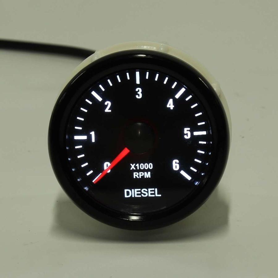 52 ミリメートル 0-6000 rpm (ダッシュ) 白電気タコメータゲージ