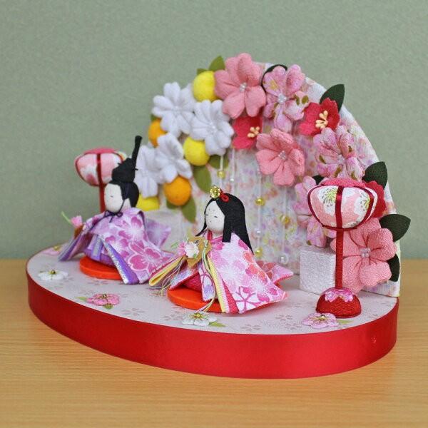 雛人形 コンパクト ちりめん（ぷりてぃ舞桜 花舞台 親王飾り(桜屏風