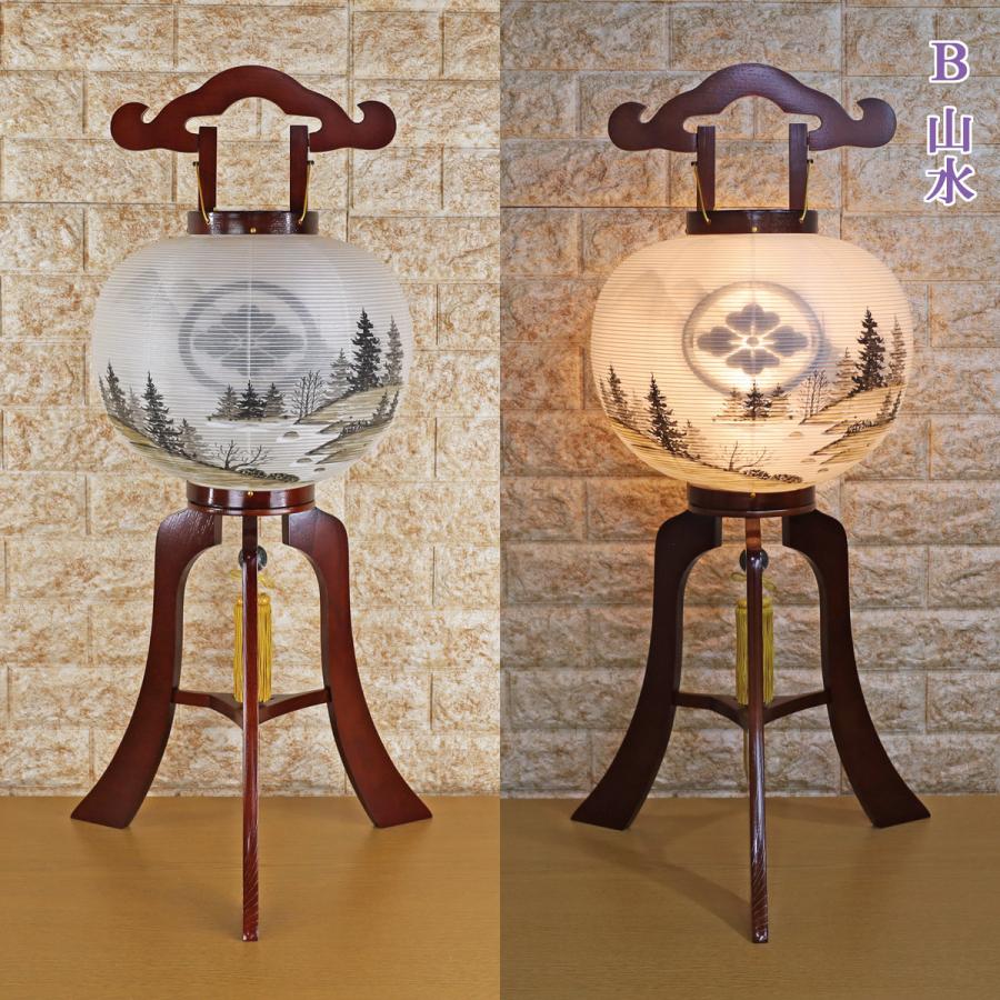 提灯 ちょうちん 11号 木製(尺一 紫檀 大内提灯 絹二絵 70-11H) 初盆 新盆 お盆 盆提灯 家紋入り 大内 家紋 入り 無料 防虫剤 乾燥剤 サービス 盆の画像
