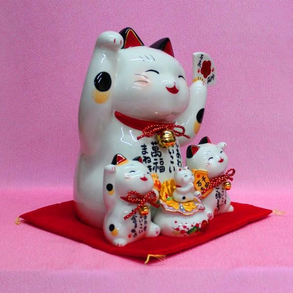 招き猫 置物 商売繁盛 貯金箱 (彩絵お金招き猫 (萬福まねき) 7502-100