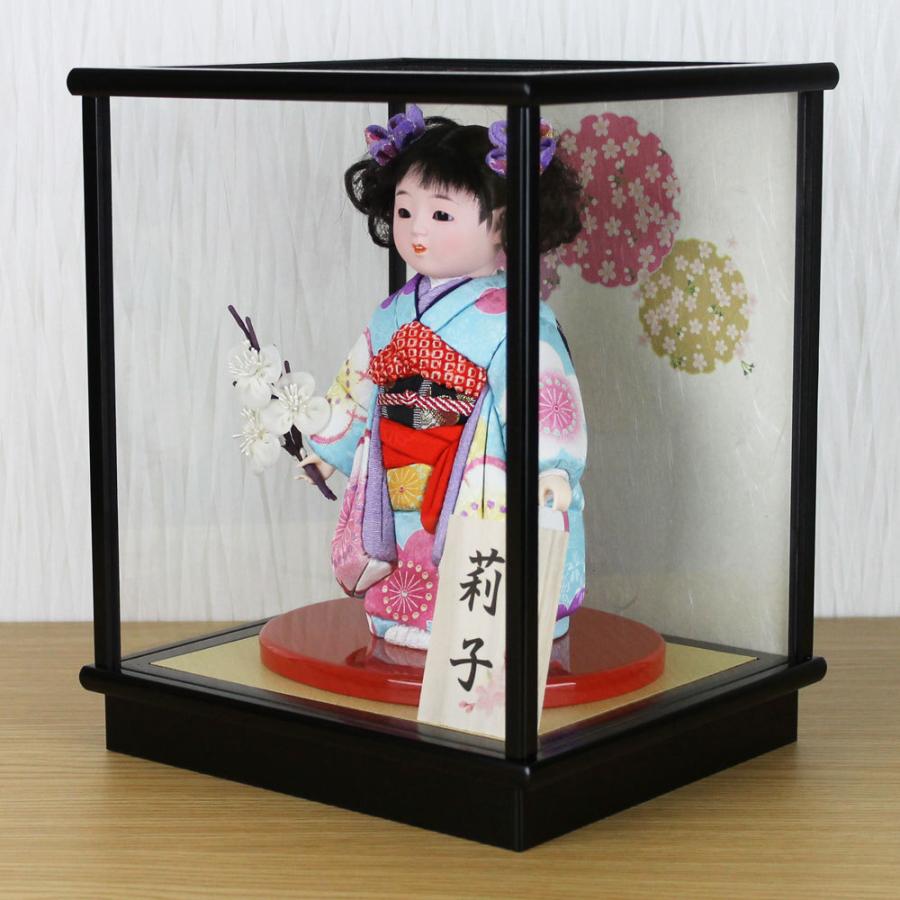 市松人形 木目込み 6号 ガラスケース入り 京染め市松人形(水色)FUKU-R4-i-156お出迎え人形_1