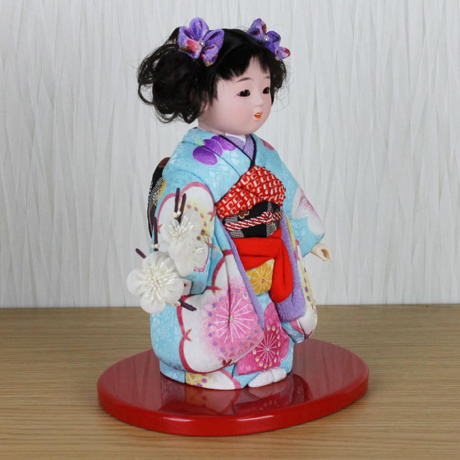 市松人形 木目込み 6号 ガラスケース入り 京染め市松人形(水色)FUKU-R4-i-156お出迎え人形_4