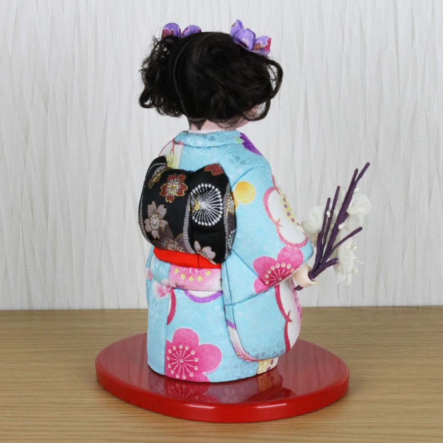 市松人形 木目込み 6号 ガラスケース入り 京染め市松人形(水色)FUKU-R4