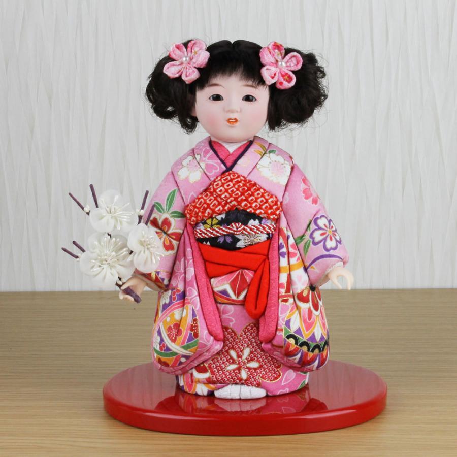 市松人形 木目込み 6号 ガラスケース入り 京染め市松人形(ピンク)FUKU