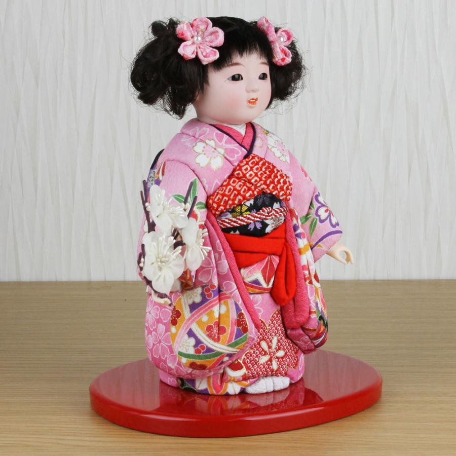 市松人形 木目込み 6号 ガラスケース入り 京染め市松人形(ピンク)FUKU