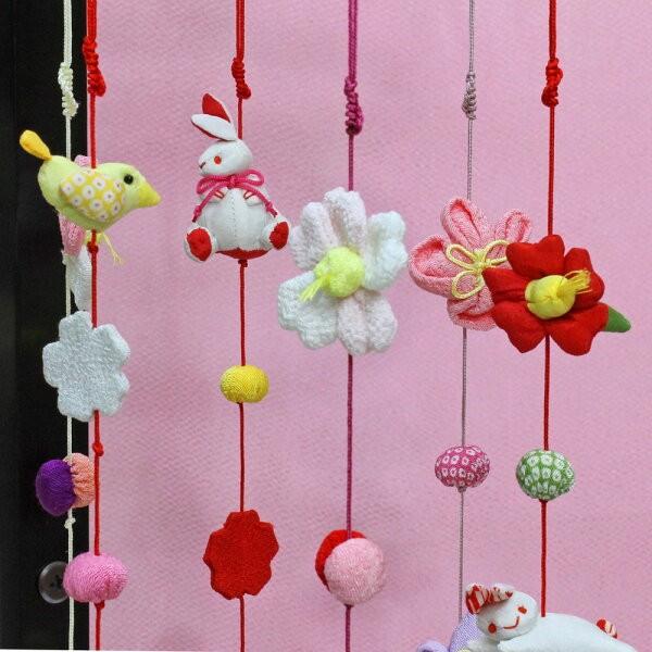 つるし雛 つるし飾り うさぎと花わらべ 木製飾り台付FUKU2801-NO590