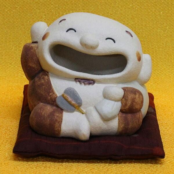 七福神 置物 日本製陶器 常滑焼【わつはっは布袋(座布団付き)O-275