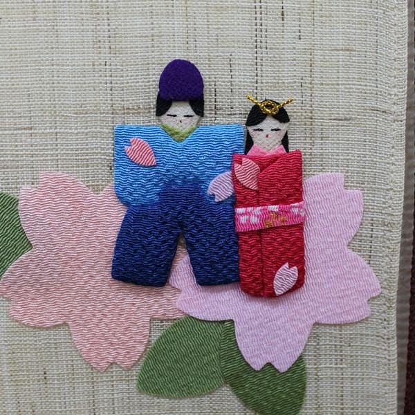 ビーズ織お雛様三段飾りタペストリー