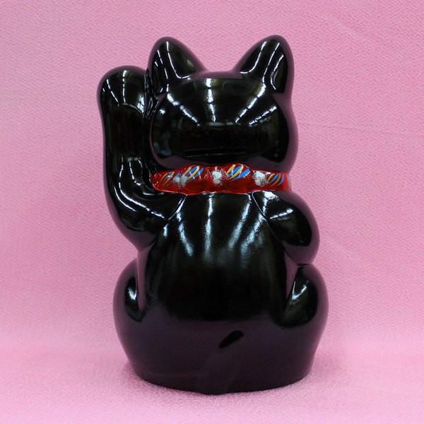 招き猫 置物 開運 縁起物 金運 貯金箱)常滑焼 招き猫(黒8号左 招き猫 置物 開運 縁起物 金運 貯金箱)常滑焼 招き猫(黒8号左