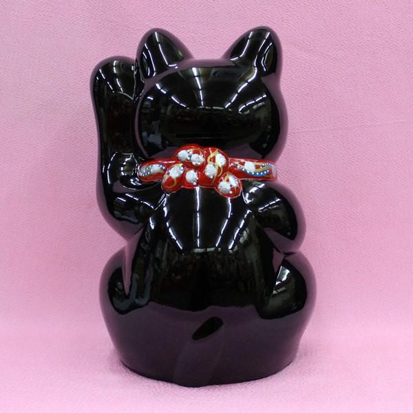 招き猫 置物 開運 縁起物 金運 貯金箱)常滑焼 招き猫(黒10号 招き猫 置物 開運 縁起物 金運 貯金箱)常滑焼 招き猫(黒10号