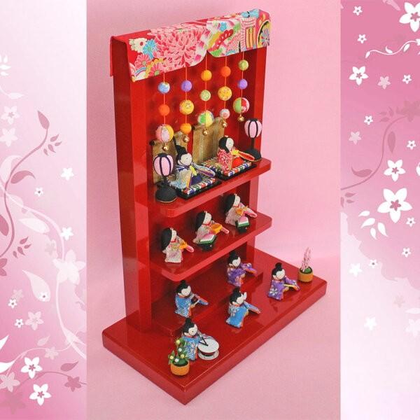 雛人形 コンパクト ちりめん（つるし飾り台わらべ雛10人揃い R1-659