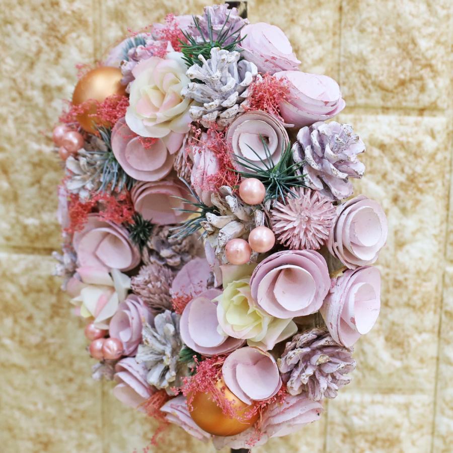 クリスマスリース 飾り (Pink Ball Whitepine Wreath S 24センチ