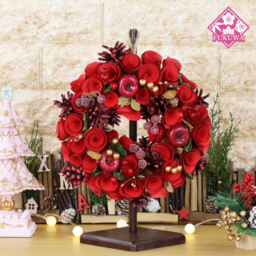 クリスマスリース 飾り (Wreath Red-GoldBerry Leaf S リース