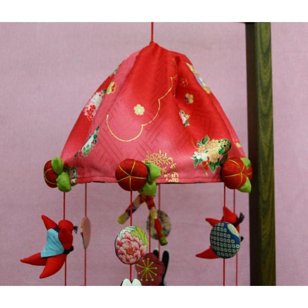 つるし雛 つるし飾り 正絹押し絵つるし飾り(傘赤)F2304-517 木製