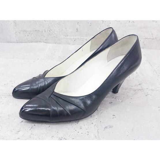 LANVIN PARIS ランバン パンプス ブラック 37 ランバン オン ブルー LANVIN en Bleu ポインテッドトゥデザイン