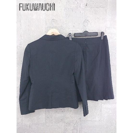 ◇ INED イネド 1B ストライプ 膝丈 シングル スカート スーツ 上下  