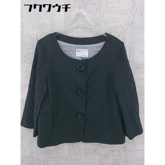 ◇ IENA イエナ リネン混 長袖 ノーカラー ジャケット ブラック 