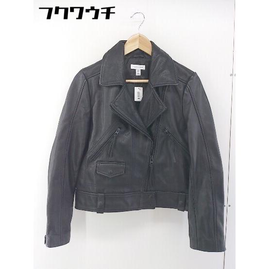 □ TOPSHOP トップショップ 牛革 レザー ダブル ライダース ジャケット 
