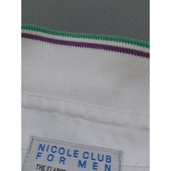 ◇ ◎ NICOLE CLUB FOR MEN 総柄 ボタンダウン BD 半袖 ポロシャツ サイズ 46 ホワイト メンズ｜fukuwauchi-player｜06