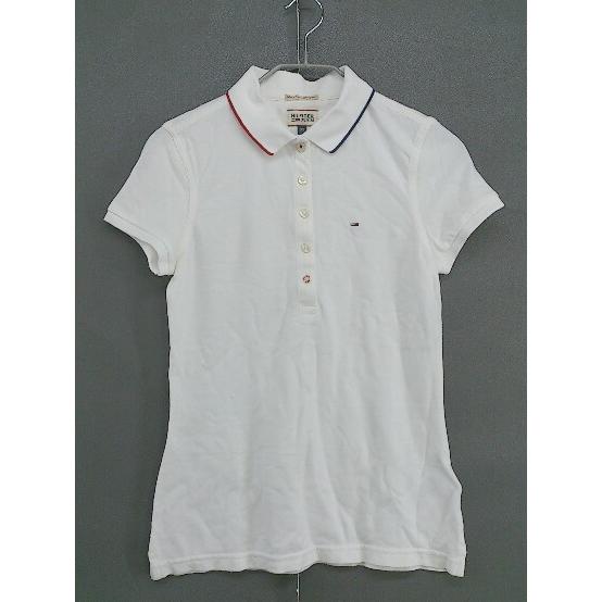 ◇ HILFIGER DENIM 鹿の子 ワンポイント 半袖 ポロシャツ サイズXS ホワイト ネイビー レッド レディース