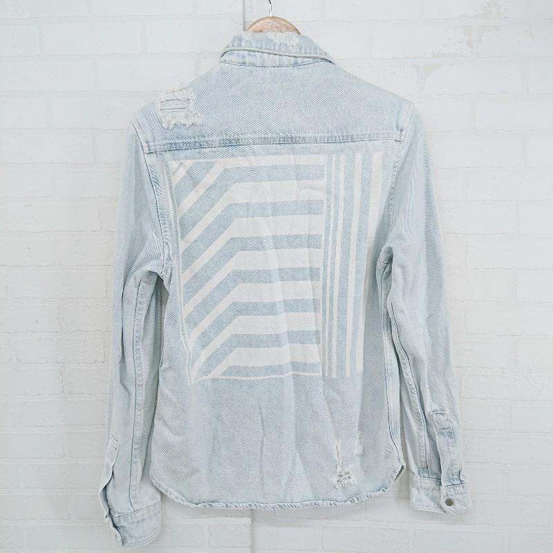 ◇ ZARA ザラ ダメージ加工 プリント 長袖 デニム ジャケット G ◇ ZARA ザラ ダメージ加工 プリント 長袖 デニム ジャケット G