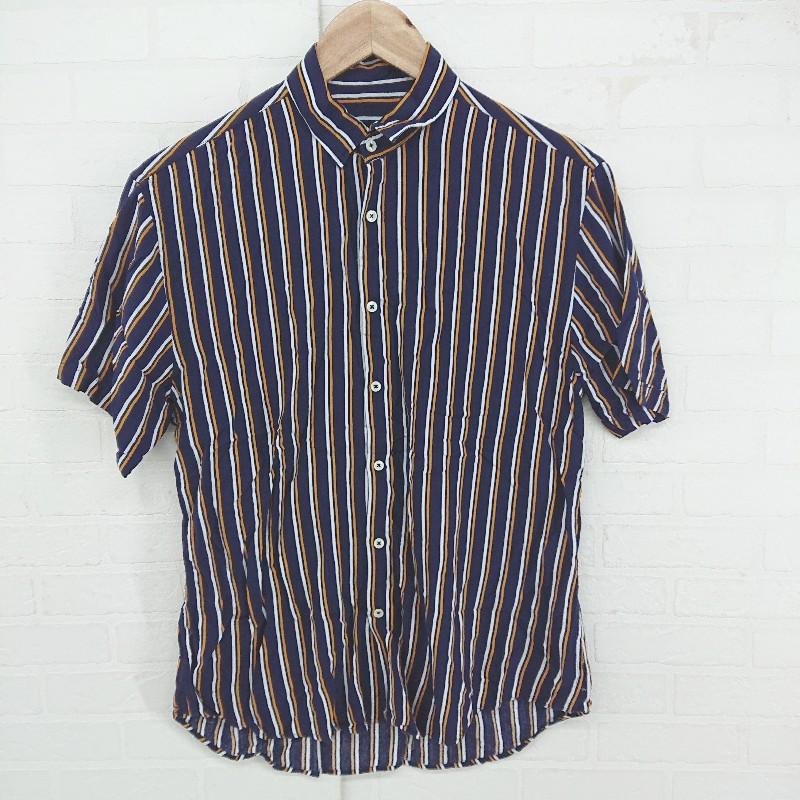 ◇ ZARA ザラ ストライプ 総柄 半袖 シャツ サイズEUR S USA MEX ◇ ZARA ザラ ストライプ 総柄 半袖 シャツ サイズEUR S USA MEX
