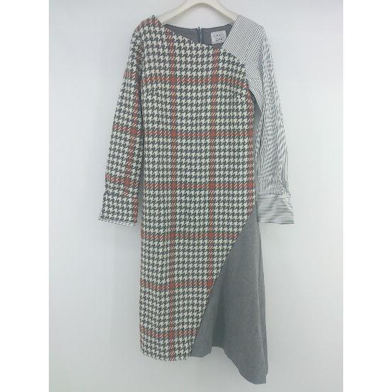 ◇ ○未使用○ ◎ CAST:LISA 千鳥格子 ストライプ デザイン 長袖 膝下  