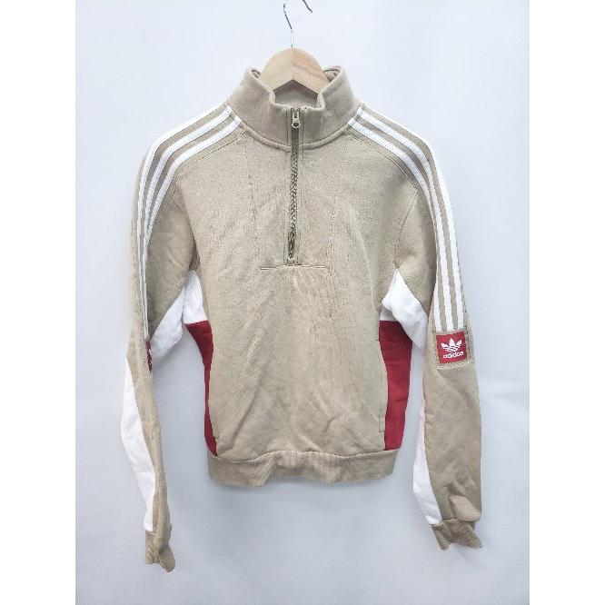 adidasベージュ ハーフジップスウェット Mサイズ adidas Originals】ハーフジップ スウェット - メルカリ