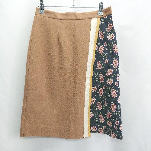 ◇ Θ GUILD PRIME ギルドプライム 花柄 膝丈 台形 スカート サイズ36  